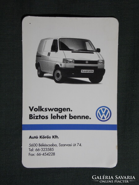 Kártyanaptár,Békéscsaba,Autó kőrös autókereskedés,Volkswagen transporter,1998  (4)