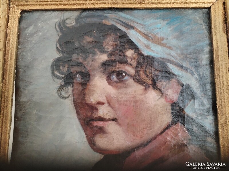Szép női portréfestmény (Pállya Celesztin?) 46x48 cm kerettel