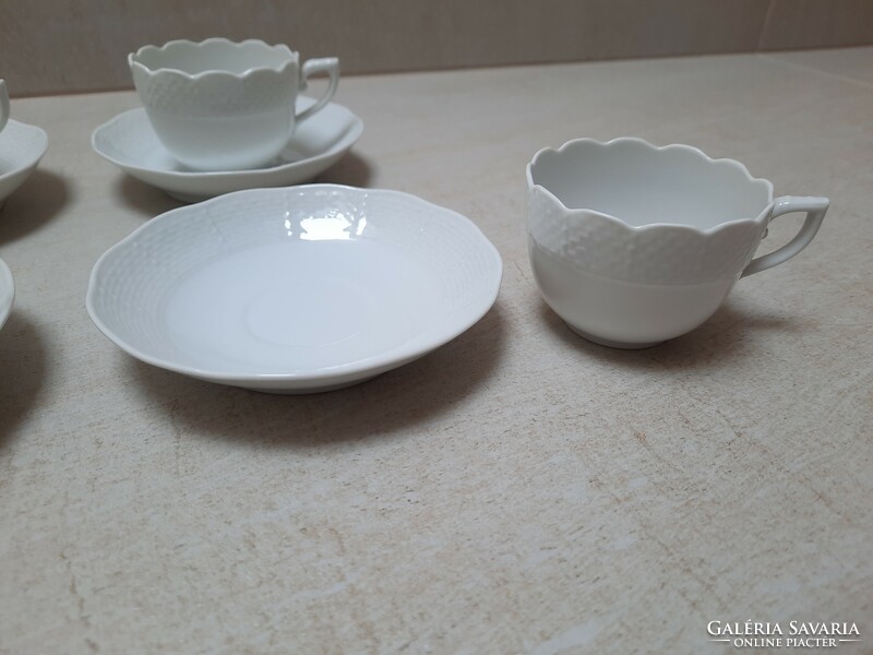 6 db Fehér Herendi porcelán kávés csésze + alj készlet