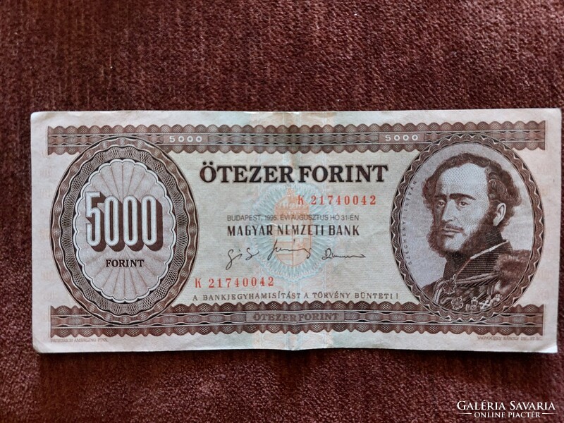 5000 forint K 1995-ös bankjegy