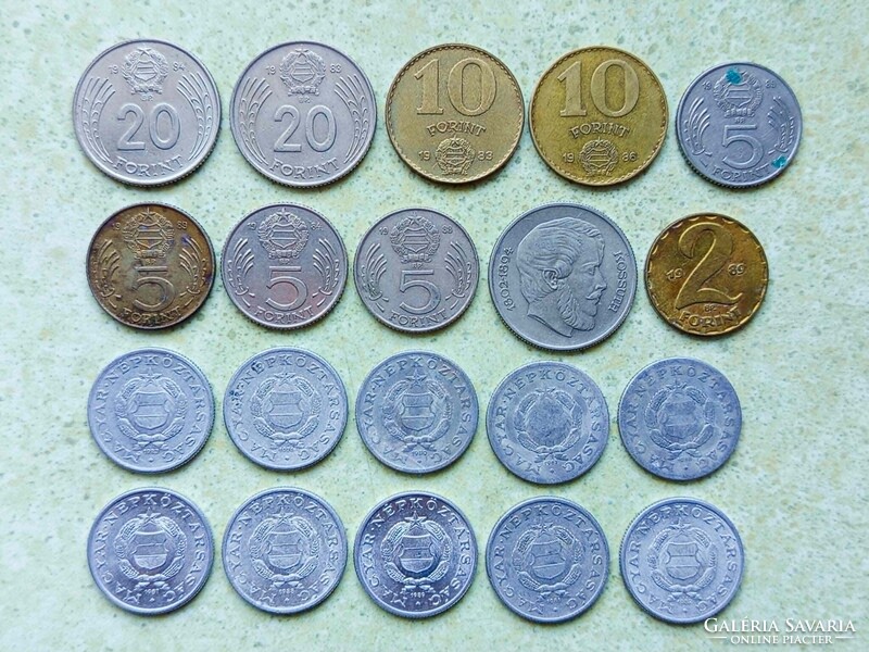 Magyarország 20 db Különböző Érme 1 2 5 10 20 Forint 1967-1989
