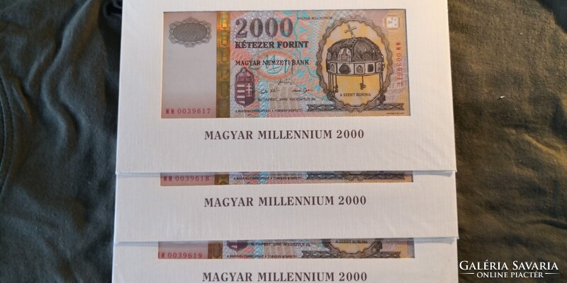 Millenniumi 2000Ft UNC 3db sorszámkövető bankjegy