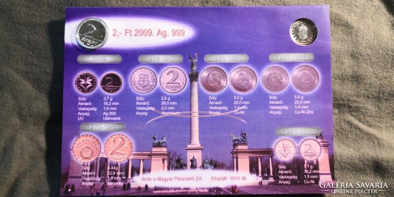 2009 színezüst 1 és 2 Forintos bliszter