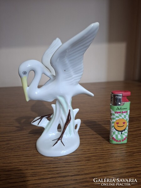 Porcelán madár, gólya. 16 cm. Hibátlan. Jelzett