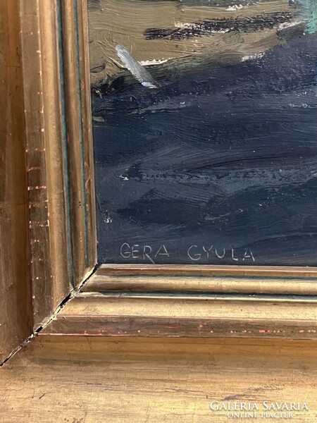 Gera Gyula (1915-1968) Este az utcán - Nagy méretű utcakép ábrázolás /számlát adunk hozzá/