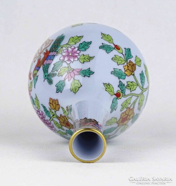 1Y651 Ritka kék színű pekingi páva (Paon de Peking) mintás Herendi porcelán váza 13 cm