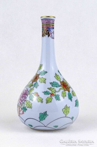 1Y651 Ritka kék színű pekingi páva (Paon de Peking) mintás Herendi porcelán váza 13 cm