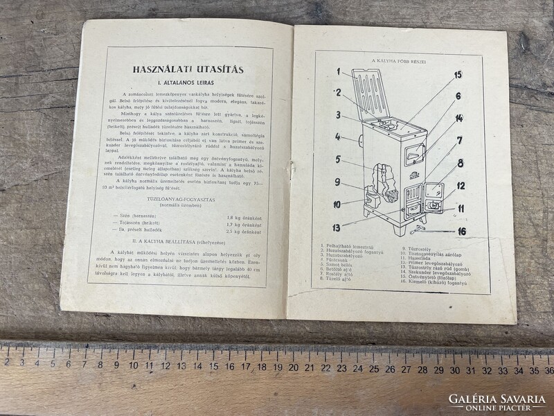 -AX478- Super 2 kályha használati utasítás gépkönyv ábra rajz vaskályha brosúra füzet retro papír