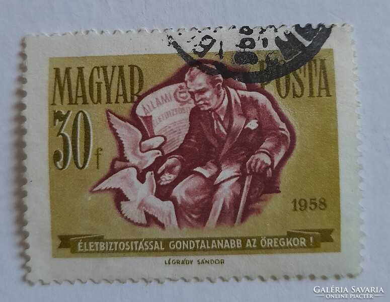1958 Takarékosság és biztosítás 30 fillér pecsételt