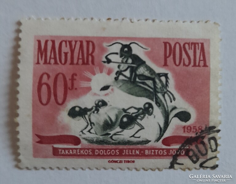 1958 Takarékosság és biztosítás 60 fillér pecsételt