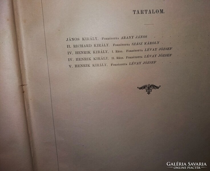 1873 Csiky Gergely : Shakespeare színművei Történelmi Színművek I. KÉPEK SZERINT RÁTH MÓR