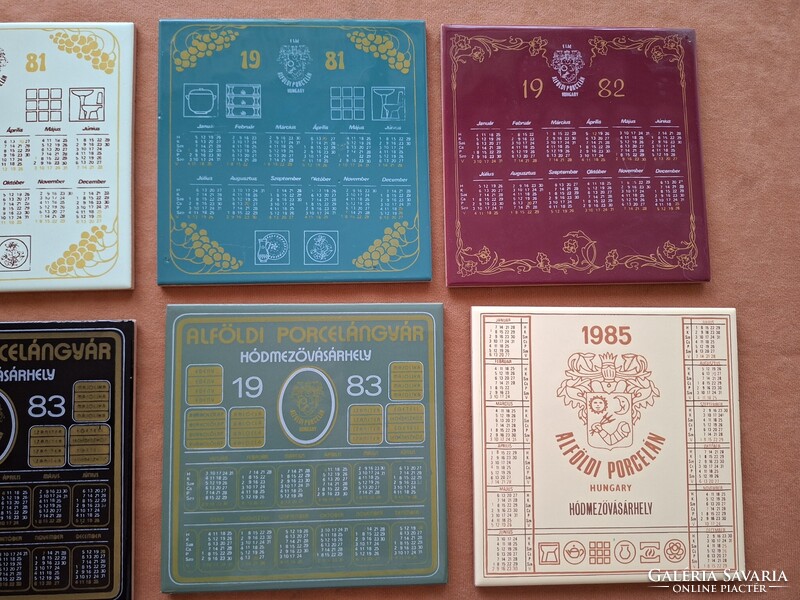 Alföldi porcelán ! Csempe naptár 7 db eladó ! 1981, 81, 82, 83, 83, 85, 86.