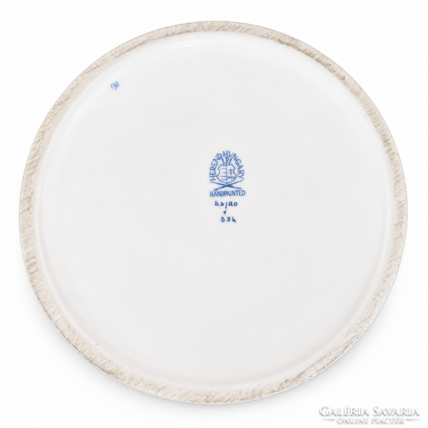 Herendi kézzel festett fedeles csontostál / porcelán tál citromfogóval – Rothschild madaras dekor