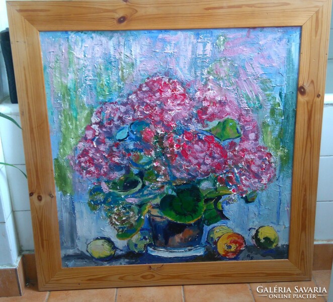 A.SCHNEIDER KLAGENFURTI OSZTRÁK FESTŐNŐ SPAKLIS TECHNIKÁJÚ KÉPE-acryl /farost 85x85 cm restaurált