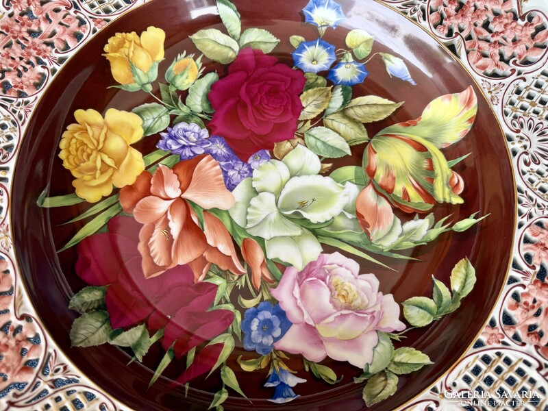 Herendi porcelán óriás FLEURAISON NO. 29 falitányér