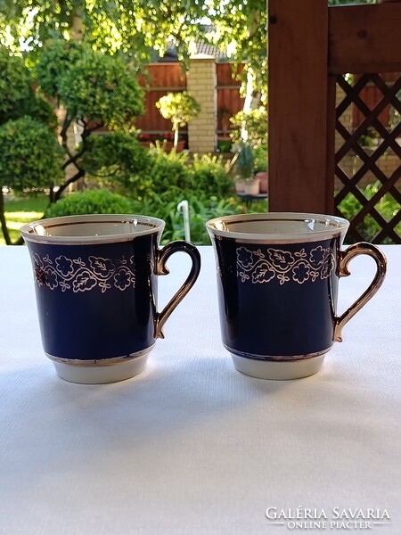 Retro szovjet / ukrán porcelán BÖGREPÁR kobaltkék alapon aranyszínű díszítéssel