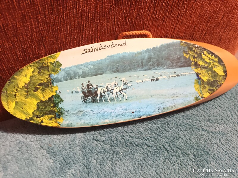 Szilvásvárad egyedi retro keményfa alapú falra akasztható dísz kép