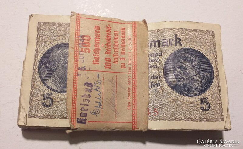 100 DARAB BIRODALMI 5 MÁRKÁS EREDETI BANKI SZALAGGAL