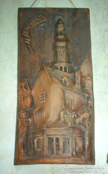 Jakab L. fali kép, Sopron 28 x 13 cm