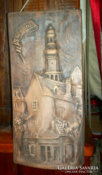 Jakab L. fali kép, Sopron 28 x 13 cm