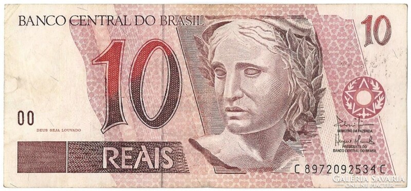 10 real reals 1997 Ara papagáj madár Brazilia 40. signo