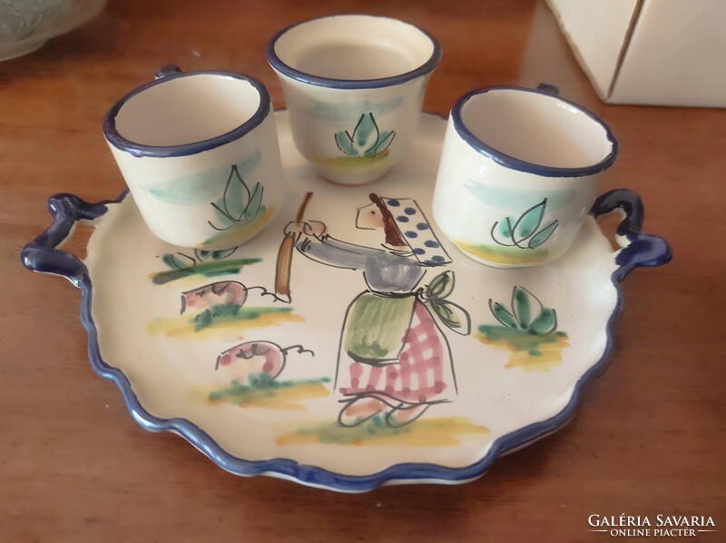 Italian Framar Ceramica Artistica Vietrese Hand-Painted Liqueur Set with Tray