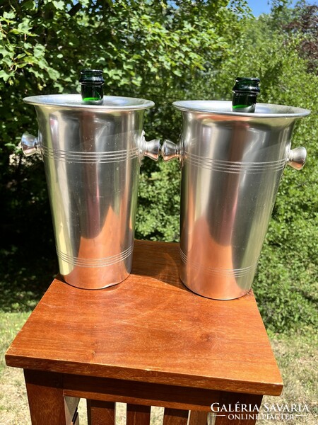 CHAMPAGNE CLUB - Párban – Grafé Lecocq Namur Vintage Alumínium Pezsgőhűtő Vederek, kb. 1970–1980