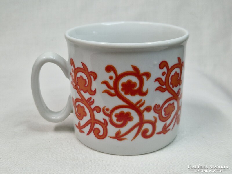 Zsolnay narancssárga inda mintás porcelán bögre hibátlan állapotban 8 cm. magas