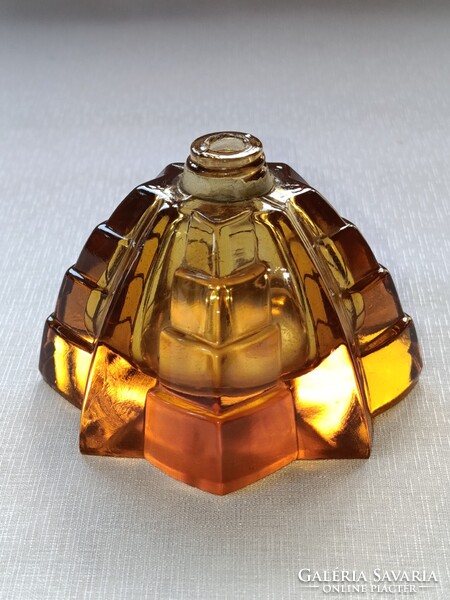 Borostyán színű art deco PARFÜMÖS ÜVEG