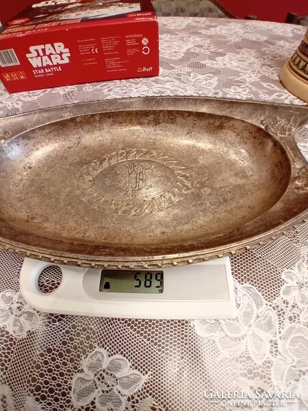 Antik szecessziós kínálótál gravírozott monogrammal és névvel (1900-as évek)