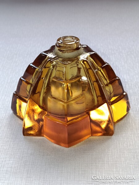 Borostyán színű art deco PARFÜMÖS ÜVEG