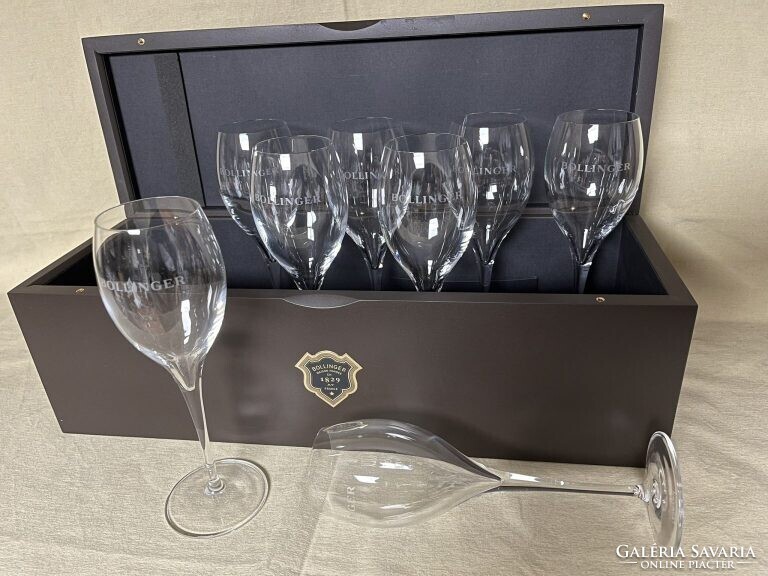 CHAMPAGNE CLUB - Bollinger Magnum Fadobozos Ajándékszett 8 db Pezsgőkóstoló Pohárral (16 cl)
