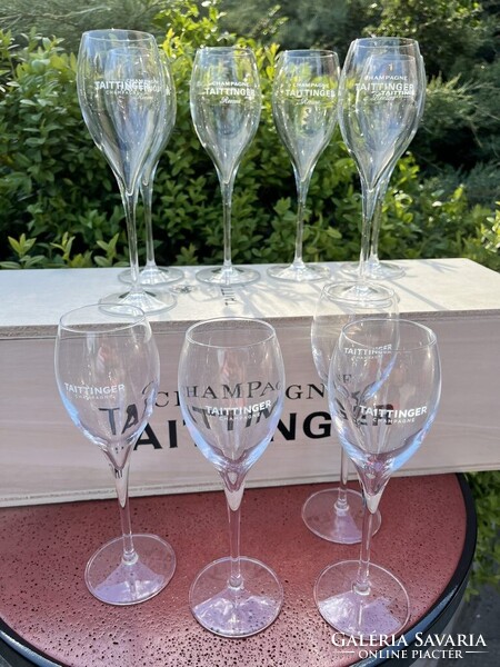 CHAMPAGNE CLUB - Taittinger pezsgőkóstoló pohár szett (10 db, 16 cl) eredeti 3L Jeroboam faládában