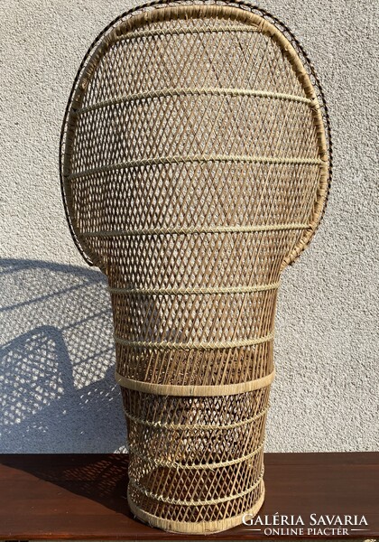 Vintage Pávafotel Boho Pávaszék Rattan Páva alakú Szék Nád Fotel Fonott Peacock Emmanuelle Chair