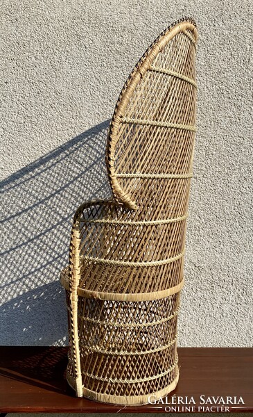 Vintage Pávafotel Boho Pávaszék Rattan Páva alakú Szék Nád Fotel Fonott Peacock Emmanuelle Chair