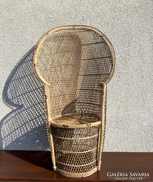 Vintage Pávafotel Boho Pávaszék Rattan Páva alakú Szék Nád Fotel Fonott Peacock Emmanuelle Chair