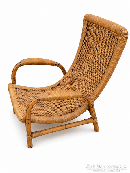Ritka vintage ARCO lounge fotel – természetes rattan, organikus forma