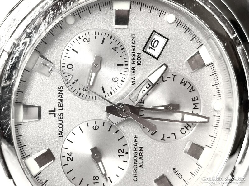 Jacques Lemans kronográf zafíüveges titánacél full szett karóra pótszemekkel gyári dobozában! 42 mm