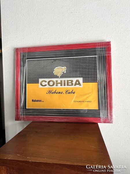 SZIVARKLUB - Keretezett eredeti COHIBA kubai szivarembléma – 1980-as évek