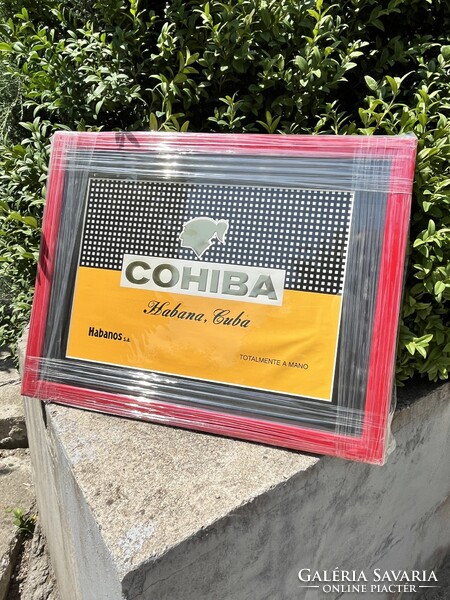SZIVARKLUB - Keretezett eredeti COHIBA kubai szivarembléma – 1980-as évek