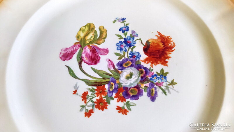 Antik Zsolnay ÉVA porcelán SÜTEMÉNYES KÉSZLET irizáló, lüsztermázas desszertes szett