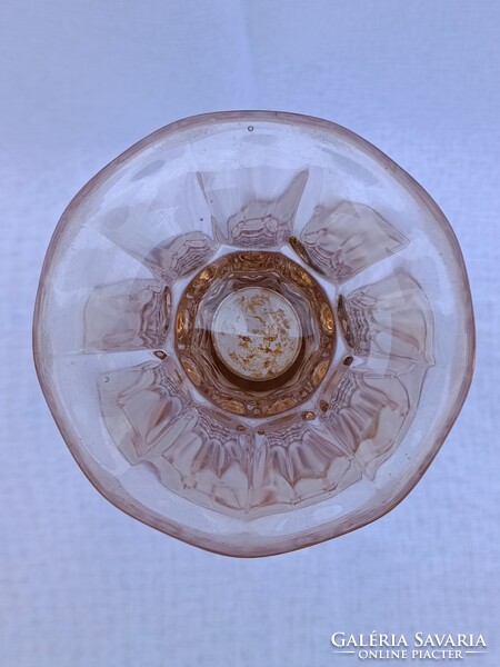 Art deco lazac színű öntött üveg VÁZA