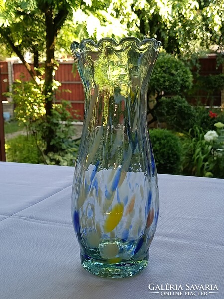Murrine technikával készült szakított / kézzel készült / fújt üveg VÁZA