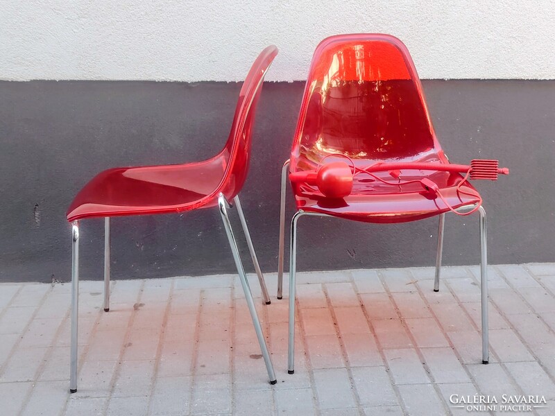 Vintage Pedrali szék plexiglass párban+ asztali lámpa ALKUDHATÓ