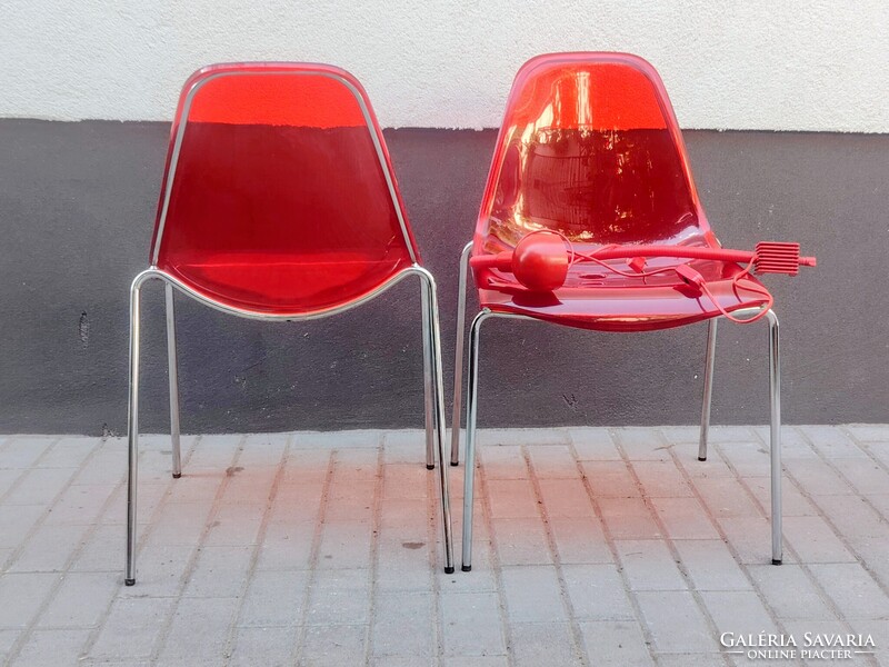 Vintage Pedrali szék plexiglass párban+ asztali lámpa ALKUDHATÓ