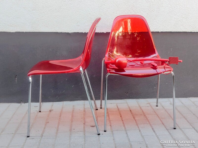 Vintage Pedrali szék plexiglass párban+ asztali lámpa ALKUDHATÓ