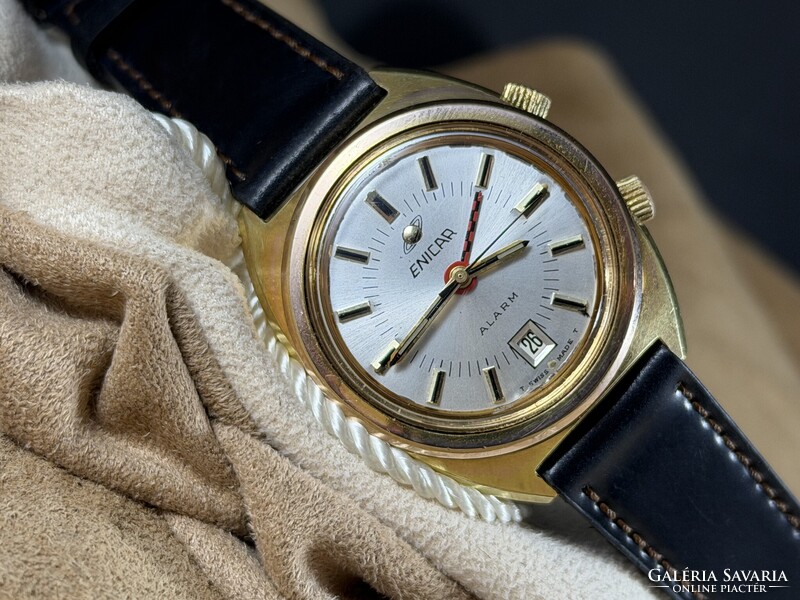 Ritka mechanikus Enicar Alarm (ébresztős) karóra az 1970-es évekből