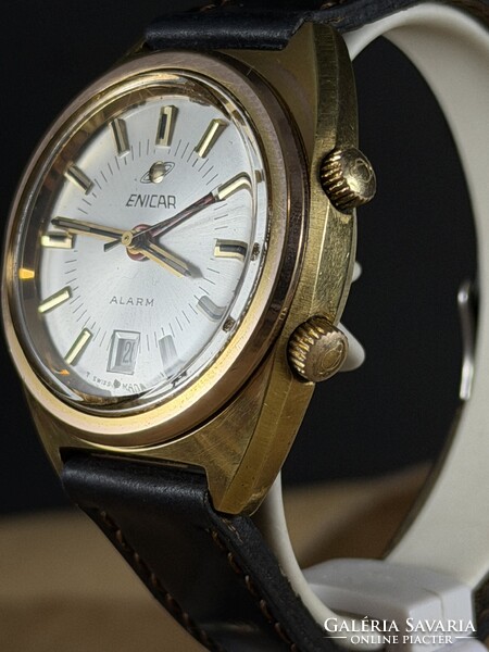 Ritka mechanikus Enicar Alarm (ébresztős) karóra az 1970-es évekből
