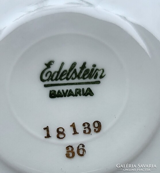 Edelstein Bavaria német porcelán reggeliző szett csésze csészealj kistányér kávés teás virág minta