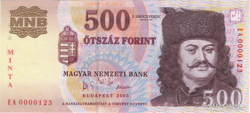 500 forint 2005 MINTA alacsony sorszám "0000123"
